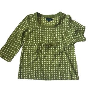 Boden 3/4 Sleeve Dot Tie Blouse